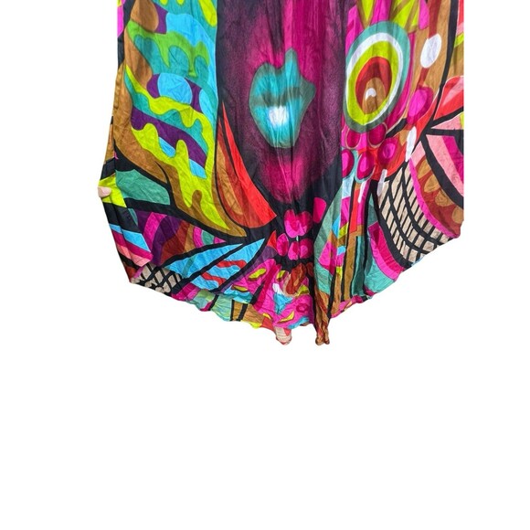 Jack Pot Abstract Art Dress OS Rayon Handkerchief Hem Colorful Graphic Face Boho - Picture 14 of 14